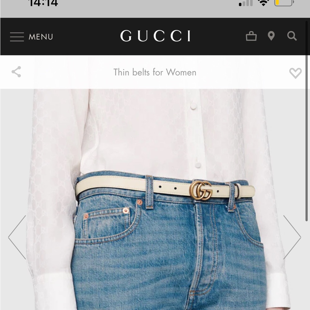 Gucci “Thin” White Leather Belt